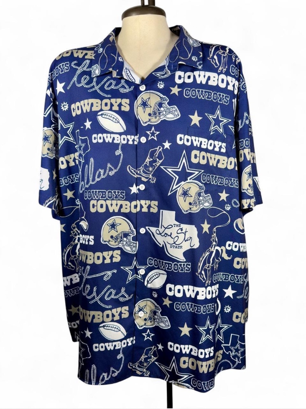 Dallas Cowboys 3XL All Over Print Button Up Shirt Western NFL Football AOP